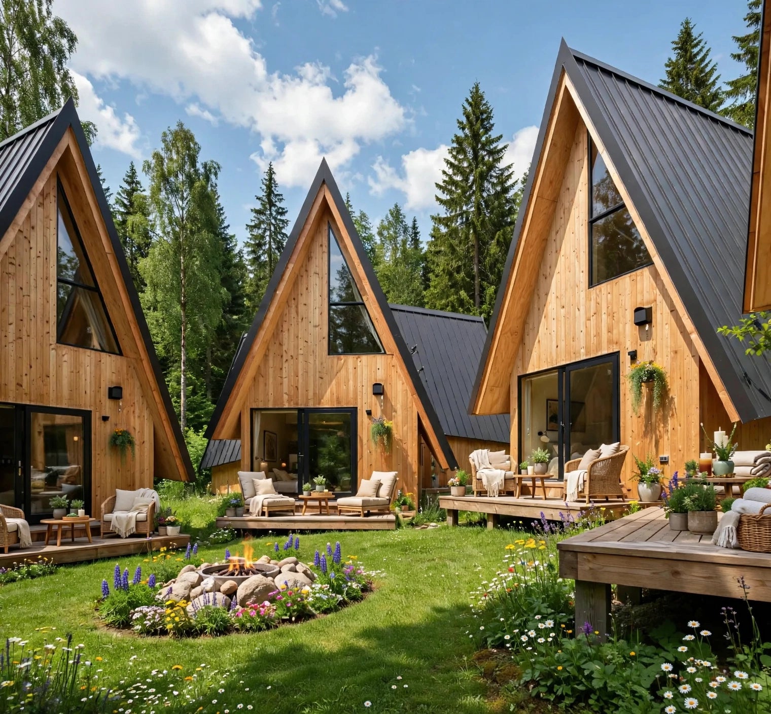 Triangle A-Frame Prefab Tiny Cabin Wooden Villa